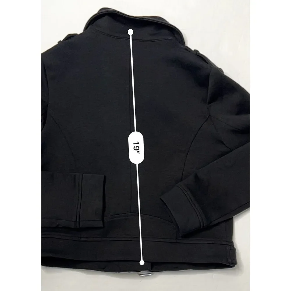 Lulu's Motorcycle‎ Black Rayon Jacket Retro Exposed Zippers XS 60s Bikercore